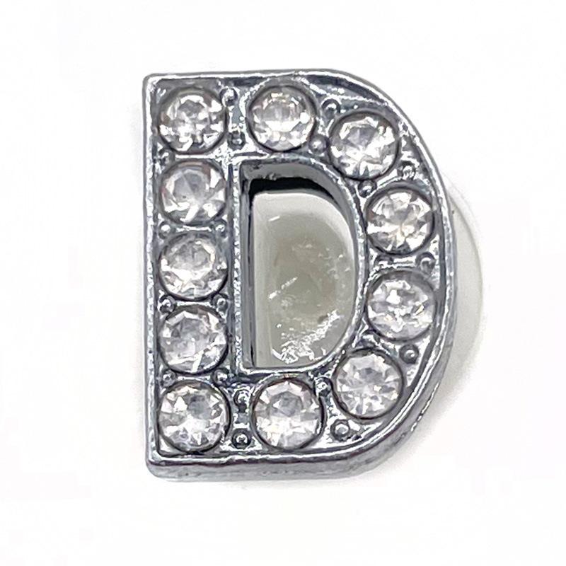 Charms Scarpe Diamante Strass Scintillante Lettera Argento Cristallo Alfabeto Decorazioni Scarpe Gioielli Slider Braccialetto Braccialetti