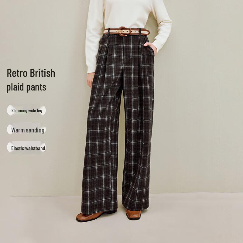 

Inman Women s Retro Plaid High-Waist Wide-Leg Pants S