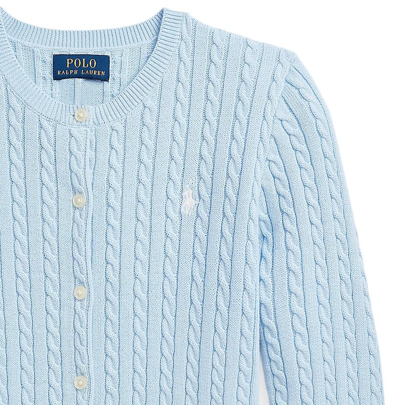Polo Ralph Lauren Solid Color Crew Neck Cable Knit Sweater Kids Sweater Blue CWPOSWEG6820300-400