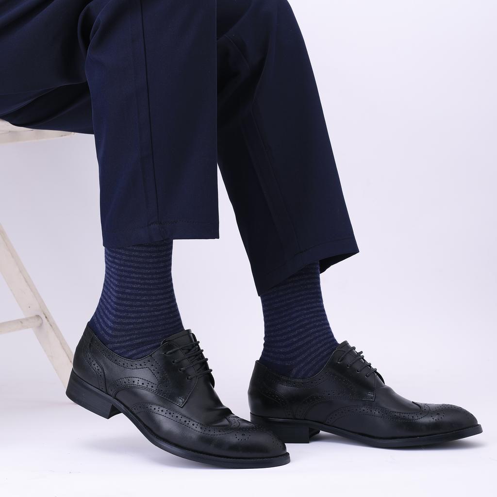 5-6 Pairs New Simple Large Size Men Dress Socks High Quality Blue Gray Stripe Argyle Cotton Casual Socks Size EU41-48