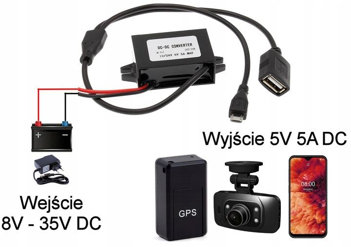 Przetwornica Ładowarka Usb 5V 5A 12V 24V Step Down