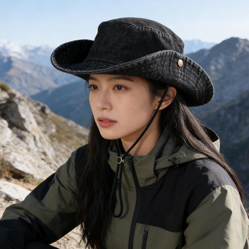 

Trendy Women s Denim Hats Versatile Boater Hats Sun Hats Outdoor Camping Hats and More M（56-58cm） чорний