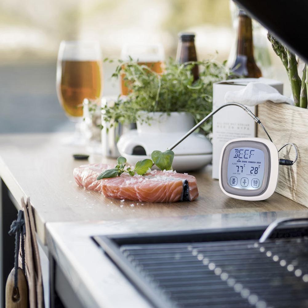 Touch Screen Kitchen Cooking Digital Food Meat Thermometer Timer Tool with Probe