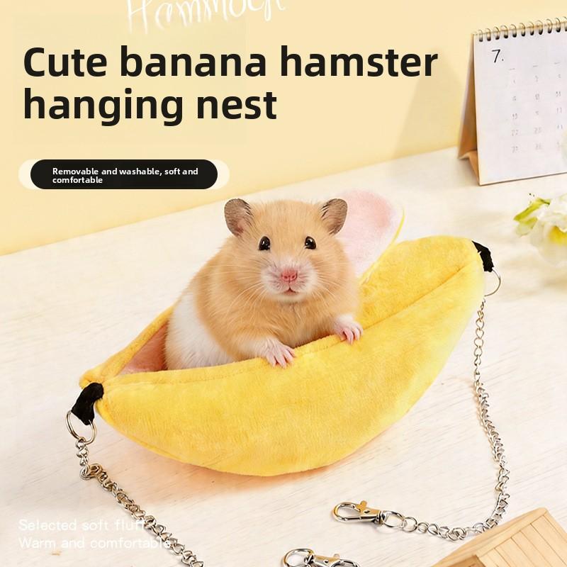 Small Pet Banana Hamster, Sloth, Squirrel - Sleeping Nest for Winter Warmth and Comfort, Made of Soft Cotton, Hanging-style Sleeping Nest