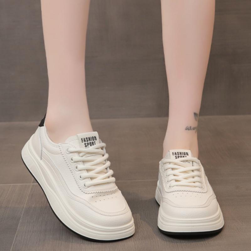 Fashion Fashionable White Sneakers 2025 New Autumn Women's Casual Shoes Breathable Lace Up Tennis Sneakers Women Flat Shoes White Flats