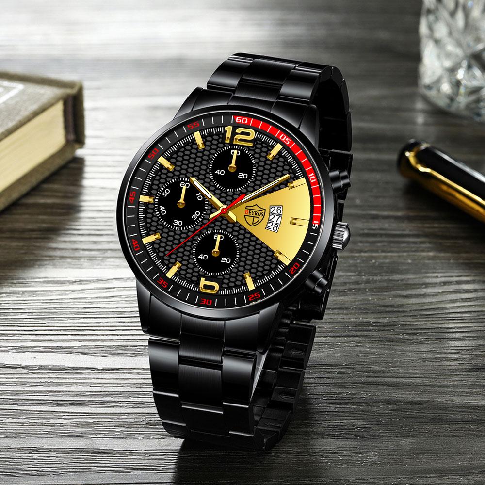 Fashion Men Stainless Steel Watches Calendar Quartz Wristwatches Luxury Business Watches Mens Bracelest Watches