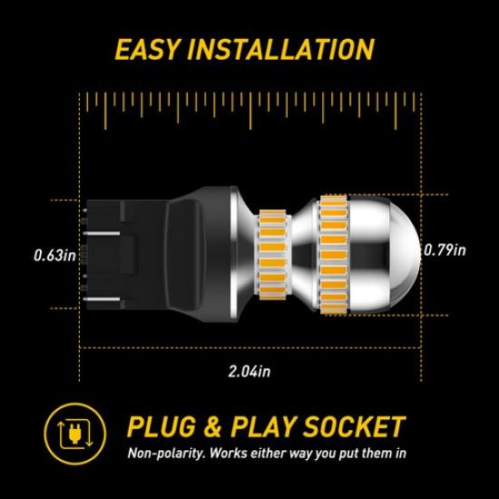 Amber 7443 7444 LED Front Turn Signal Blinker Light Bulbs No Hyper Flash 7440 2X