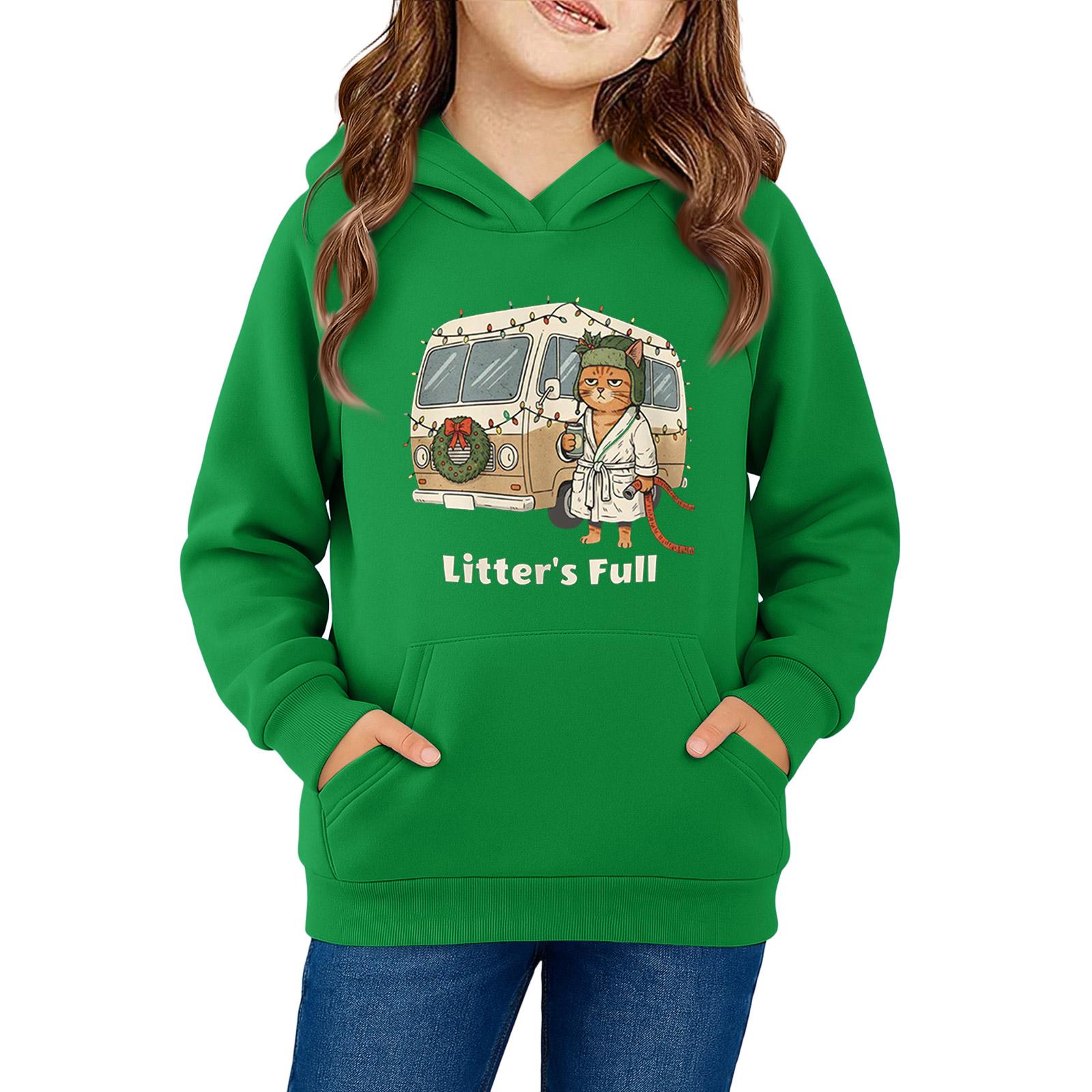 

Толстовки для девочек-подростков, толстовки с длинным рукавом, пуловер с завязками, симпатичная толстовка большого размера 140 зелёный