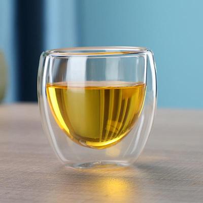 Double-Layer Insulated Borosilicate Glass Egg-Shaped Cup, Heat-Resistant, Transparent, 100ml/80ml for Coffee or Tea.