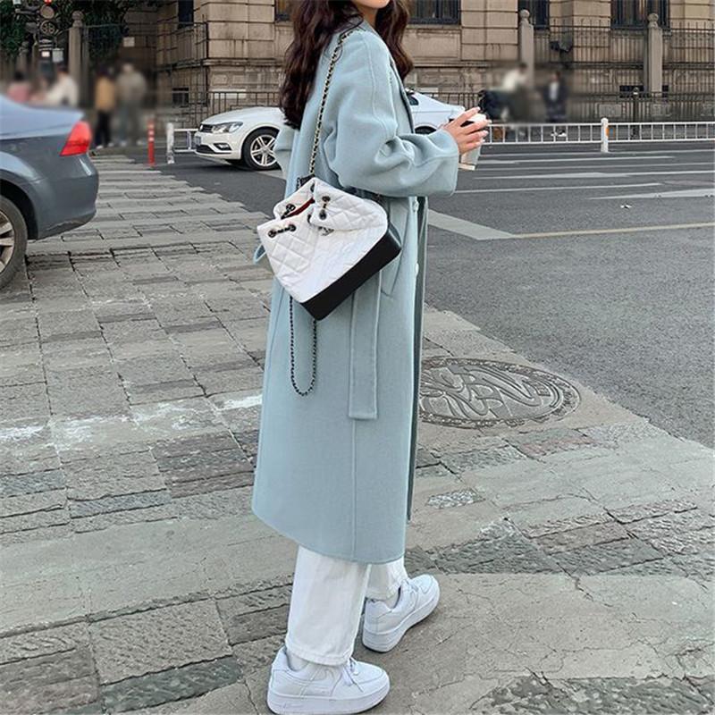 Tooxika New Autumn And Winter Commuter Solid Color Wool Coat For Women Mid-length Lace-up Wool Coat