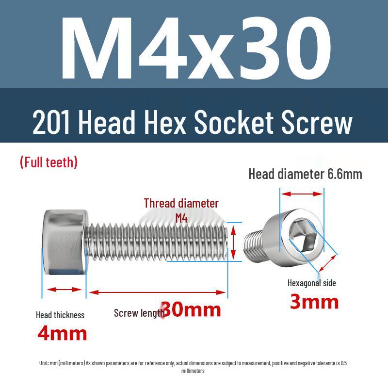 Yigu 201 Stainless Steel Cup Head Hexagon Screws and Bolts - M3, M4, M5, M6