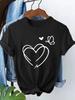 Retro Heart Butterfly Print T-Shirt Y2K Fashion Cute Casual Summer Short Sleeve Tee Top for Ladies Daily Wear Streetwear