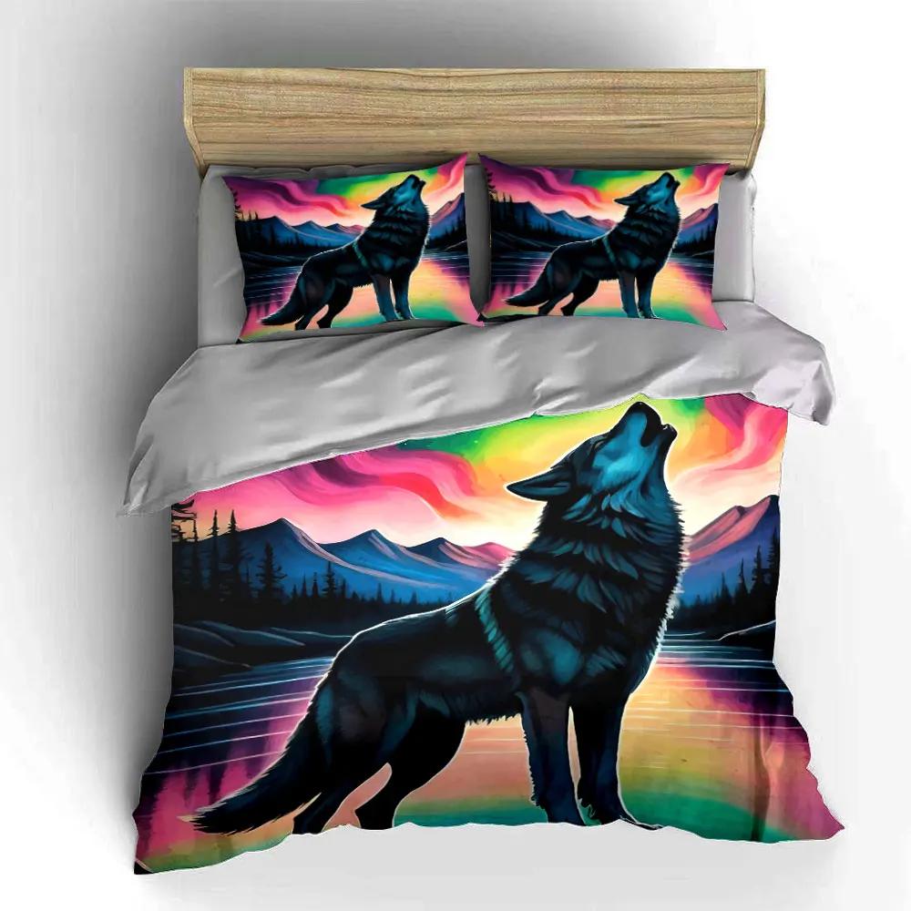 Wolf Design Bedroom Decor Set Soft Comfortable Duvet Cover Bedding Set Included 1*Duvet Cover & 2*Pillowcases Gift