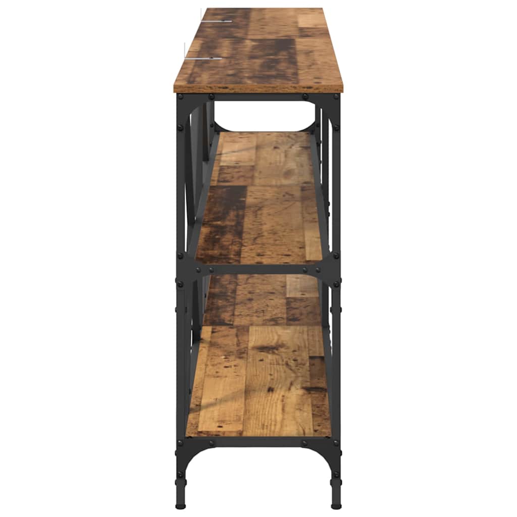 Console Table with Shelf Reclaimed Wood Look 180 x 30 x 75 cm Engineered Wood