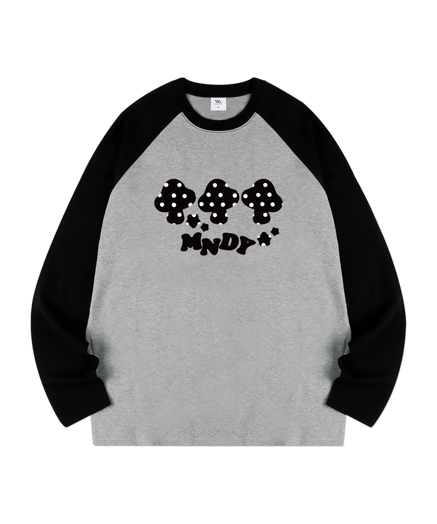 Million Day Mushroom Dot Raglan Long Sleeve Gray Black/M