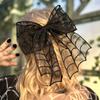Punk Style Halloween Bat Mesh Bow Mysterious Black Heavy Duty Hair Clip Niche Design High-end Back of the Head Hair Clip