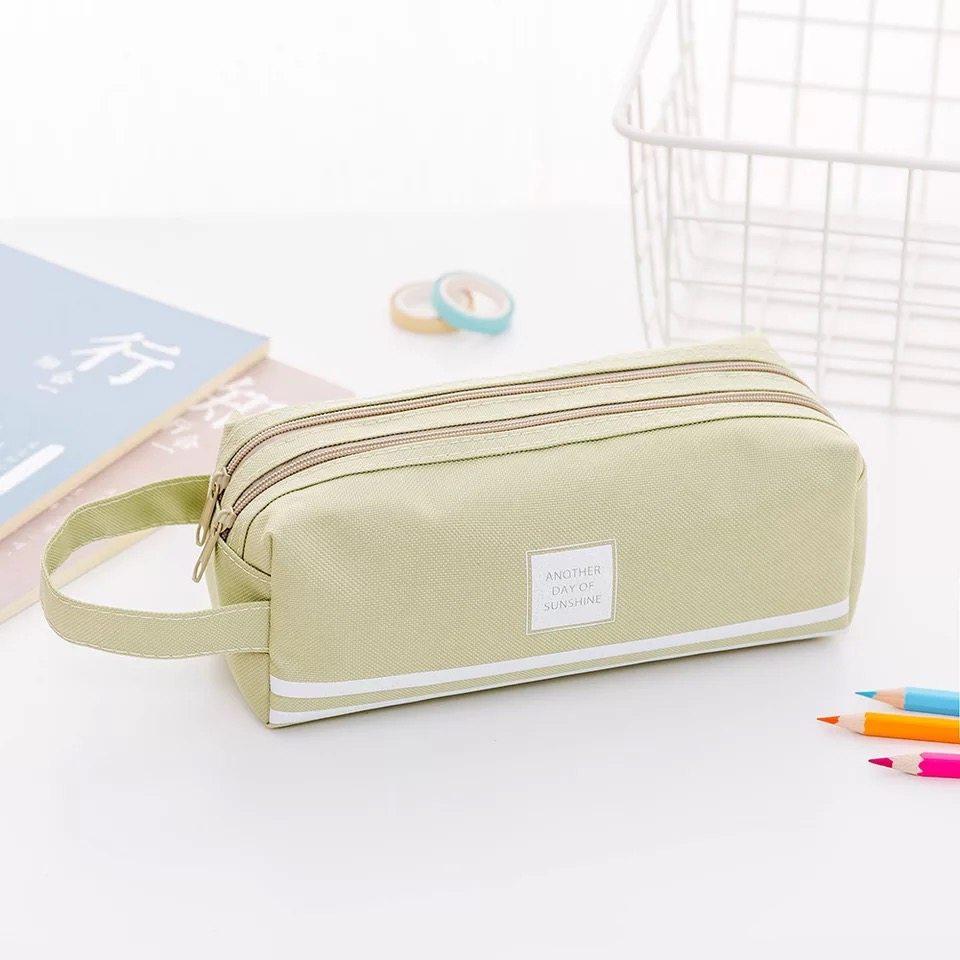 Custodia Multiuso a Colore Uniforme, Borsa Grande Portatile per Penne, Matite e Cosmetici