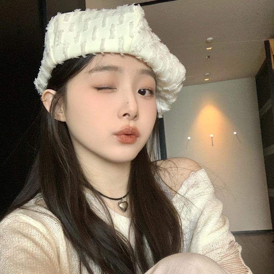 Sweet Sister Versatile Octagonal Hat Children Spring and Summer Thin Retro Rough Edge Y2k Simple Literary Beret