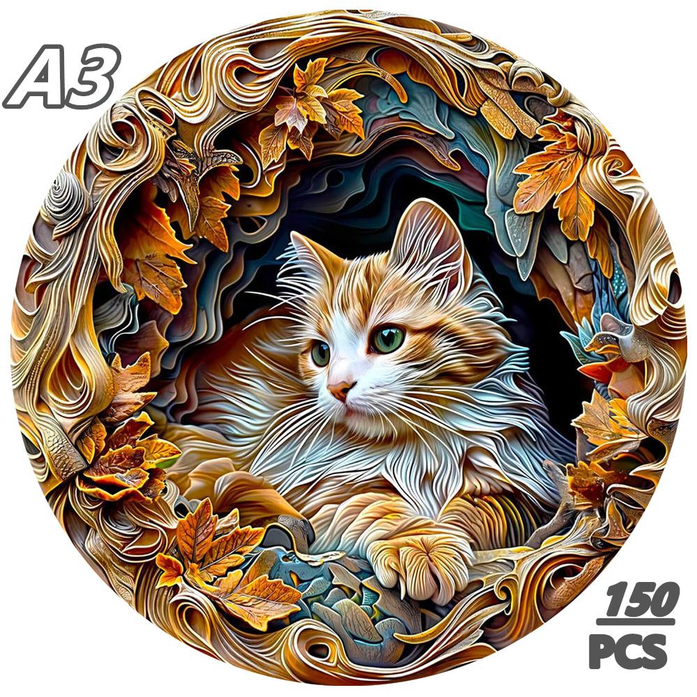 3D Paper Cutting Tiger Wooden Jigsaw Puzzle Exquisite Pattern Birthday Gift for Adult or Kids Montessori Games Puzzles Toy