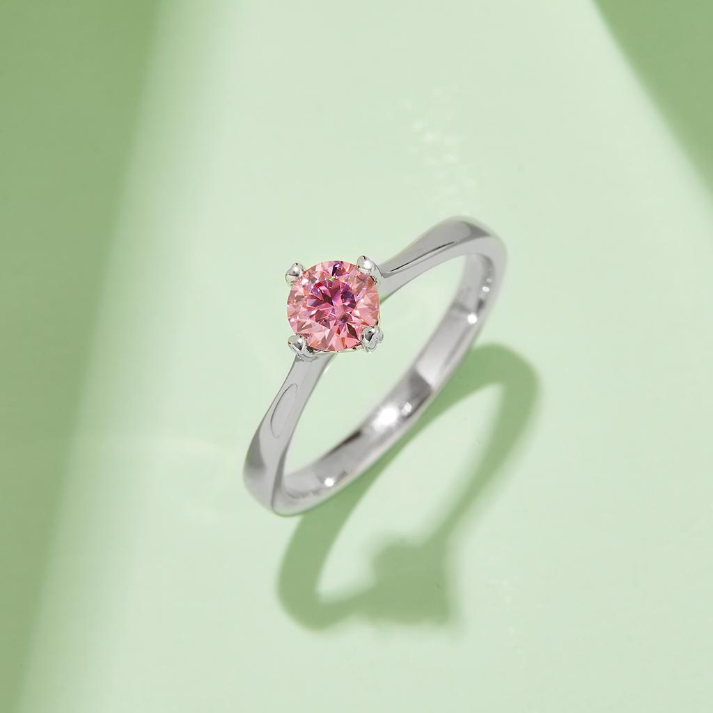 Straight Shank Heart-to-Heart Style S925 Sterling Silver Rhodium Plated 0.5CT D Color Moissanite Engagement GRA Certified Ring