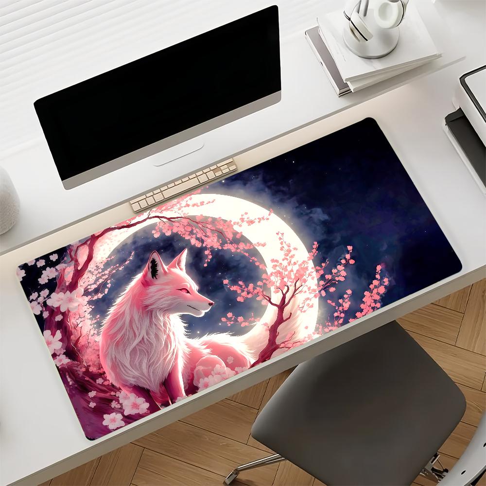 Pink Fox   Mouse Pad Nonslip Rubber Computer Mat Gamer Balance Decoracion Deskmat Laptop Office Large