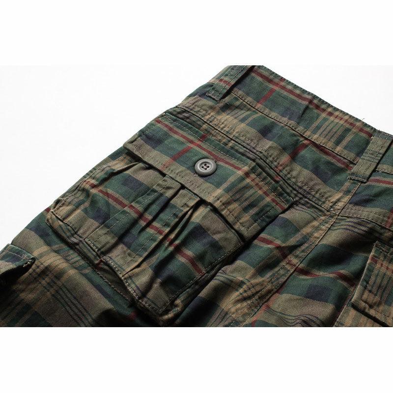 Summer Men's Loose Fit Sports Shorts Casual Thin Plaid Cargo Pants Pocketed Baggy Outdoor No Belt