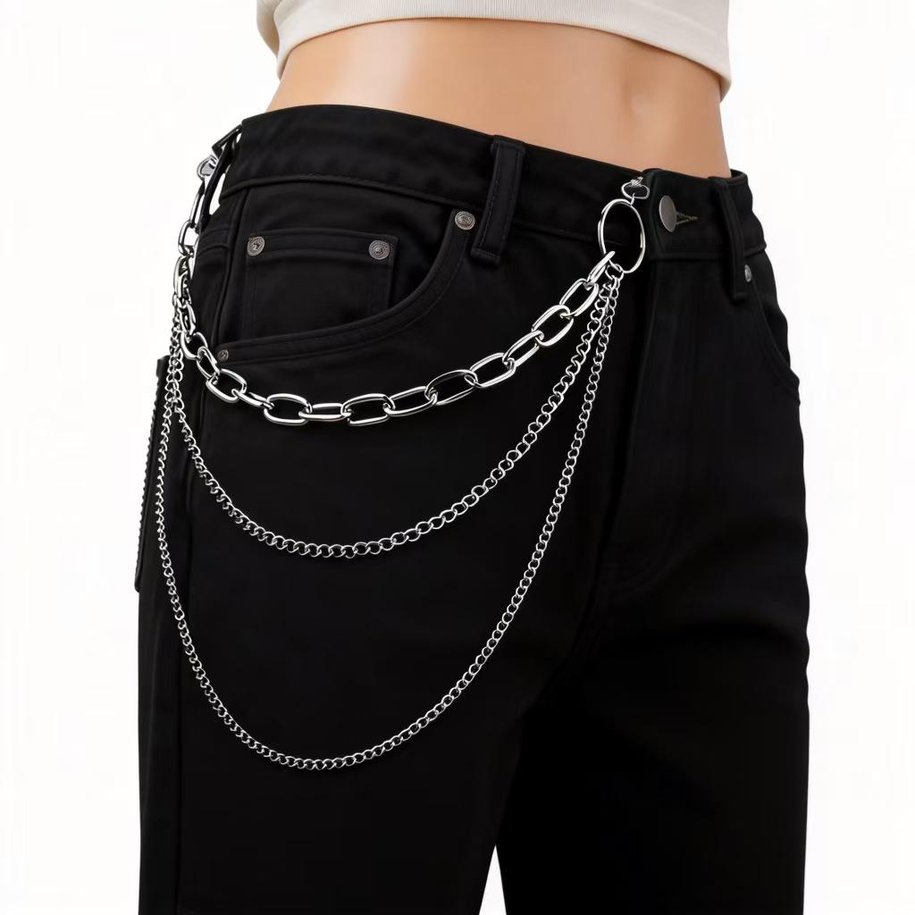 Versatile Metal Tassel Waist Chain with Layers and Geometric Rings