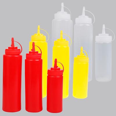 12oz Red Yellow Clear Squeeze Condiment Bottle Restaurant Dispenser Picnic Sauce