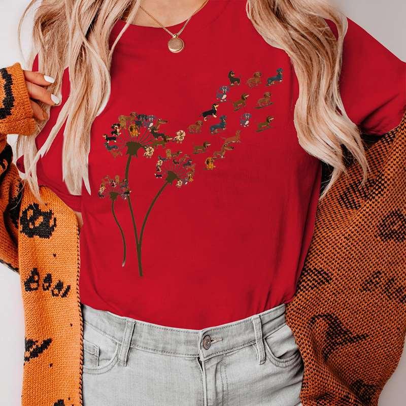 Legrační pampeliška Jezevčík Dámské tričko Oblečení Kawaii Kreslená grafika Dámská trička Tričko s krátkým rukávem Tričko Dámské Tričko Topy