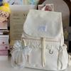 Schoolbag1011 New Lace Bow Drawstring Backpack Middle School Students Multi-compartment Class Travel High-value Backpack
