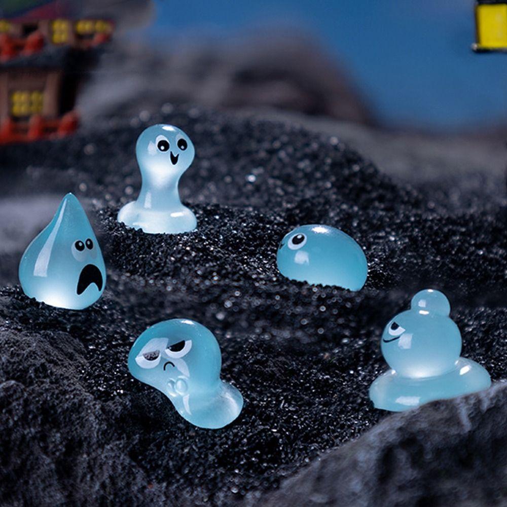 50pcs Cartoon Halloween Luminous Water Elf Figurine Cute Resin Crafts Mini Water Elf Ornament DIY Charming Waterdrop Statue