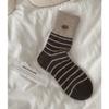 Autumn and Winter Women's Winter Thickened Boneless Striped Patchwork Warm Mid-calf Socks Women's Socks Pile Socks