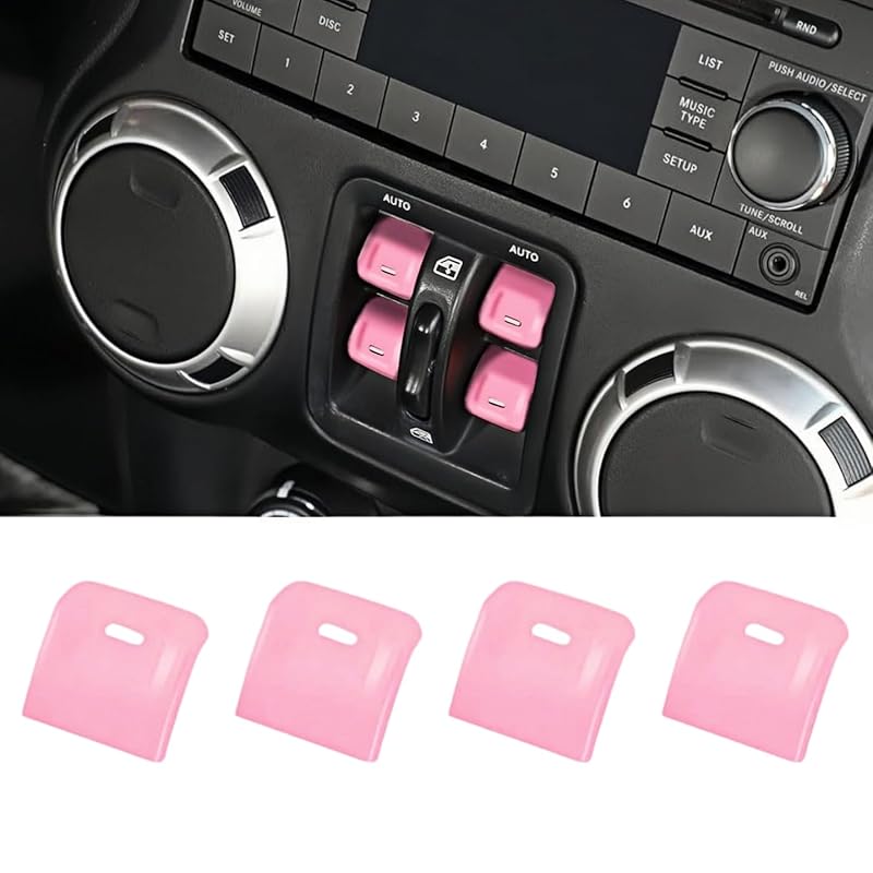 4PCS Upgraded Window Switch Button Cover Compatible with 2012-2017 Jeep Wrangler JK JKU (red)