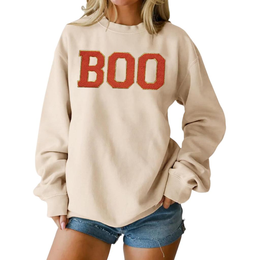 Women's Round Neck Printed Tops Cotton Casual Fashion Long Sleeve Pullover Top Blouse