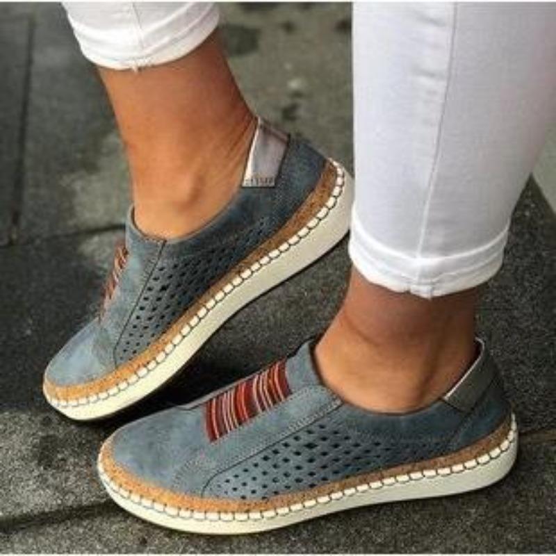 Large Size Women's Shoes Flat Bottom Color Matching Loafers Women's Platform Casual Shoes Sports Style One Pedal Single Shoes Women