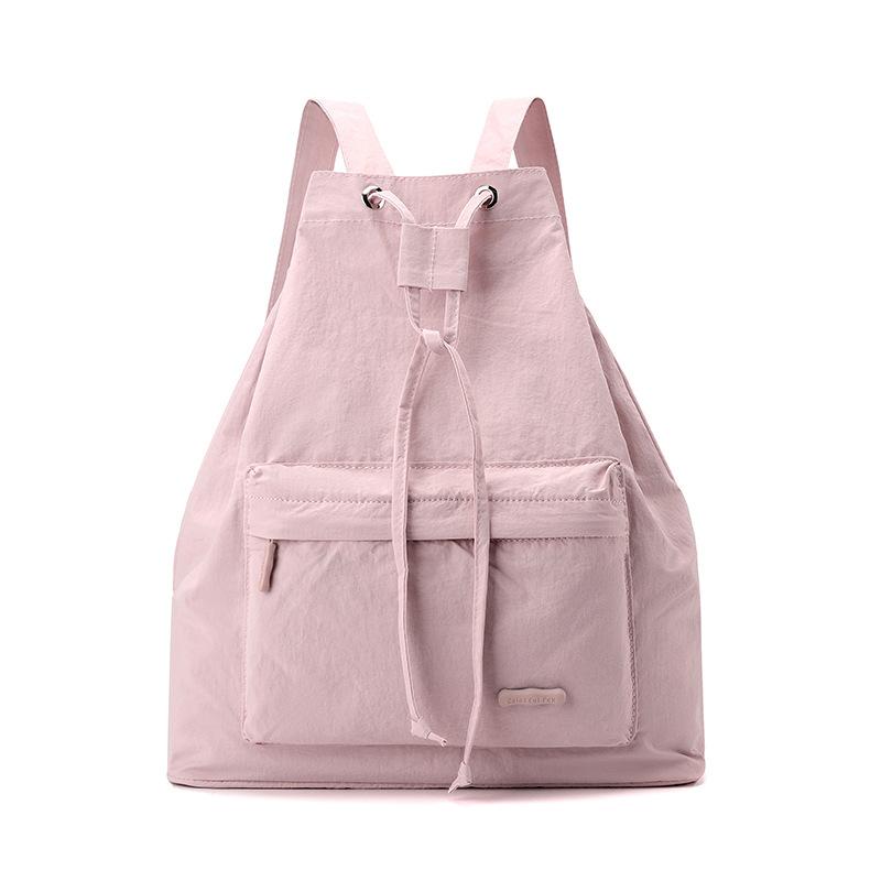 Fashion Versatile Casual Simple Small Fresh College Student Backpack Large Capacity Ultra Light Drawstring Women's Bag
