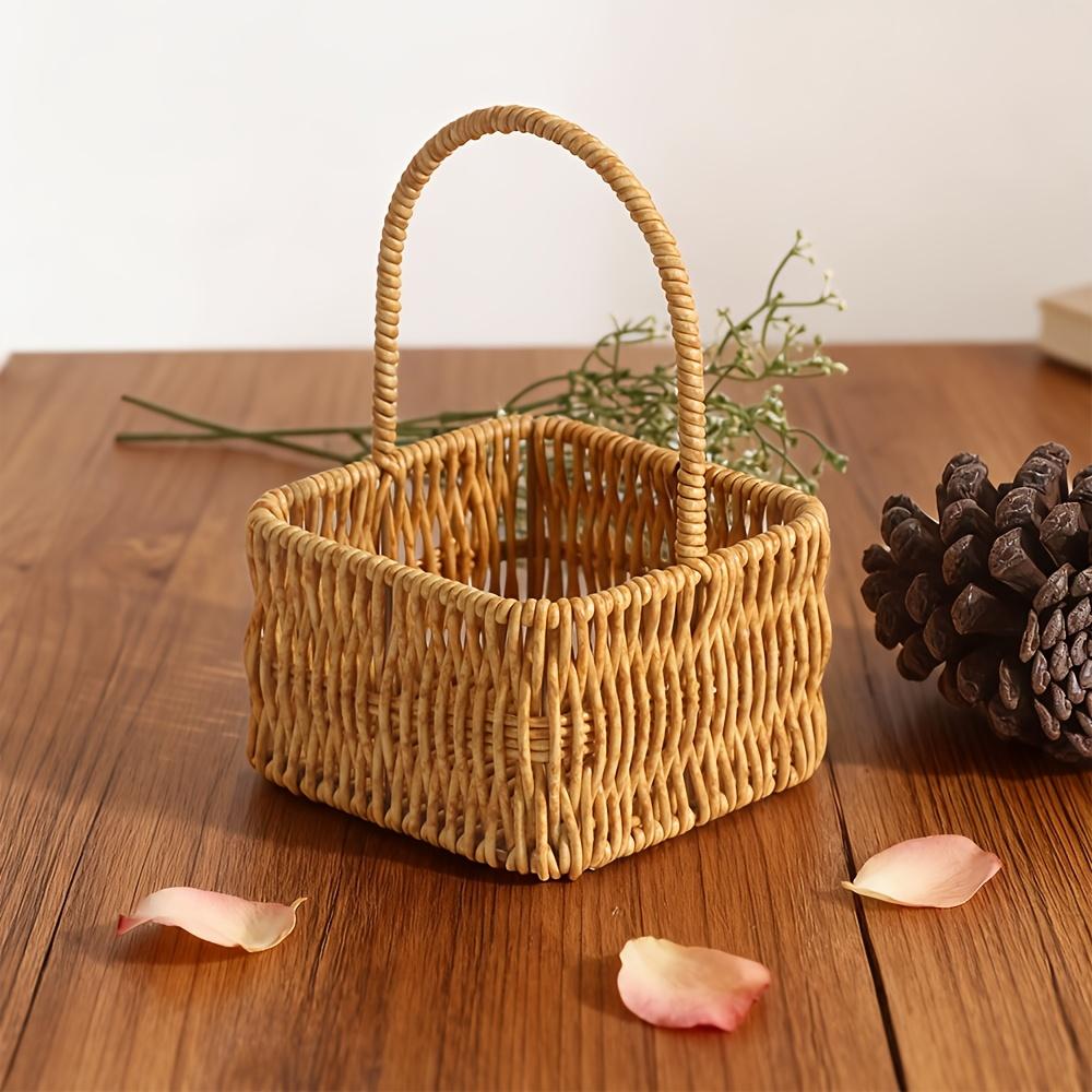 Woven Mini Rattan Baskets: Ideal for Living Room Shelf Storage & Gift Packaging