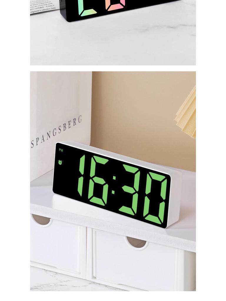 Multifunctional Voice-Controlled Digital Alarm Clock: Minimalist, Colorful Large Screen for Students & Desktops