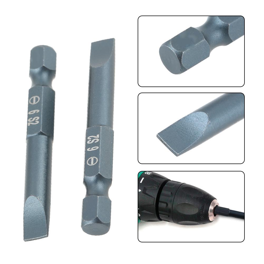 

10 шт. 1/4 дюйма шестигранный хвостовик 50 мм набор бит для шлицевой отвертки из легированной стали S2 H6.3*50*SL6мм