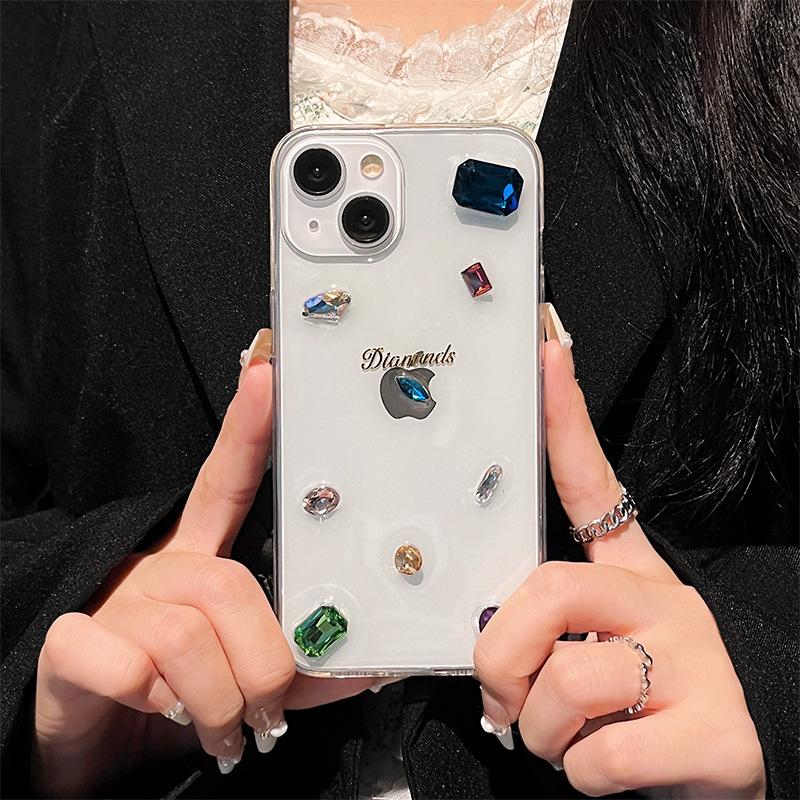 

Applicable To Iphone16Plus Mobile Phone Case Transparent Apple 17Promax Personalized English 13 Niche 14 Rhinestone Xr iPhone 7/8/SE 2020