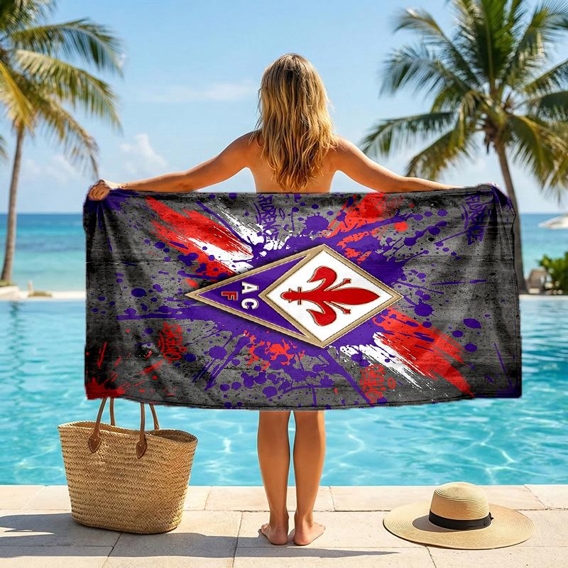 Telo da Spiaggia Asciugatura Rapida Fiorentina FC Stampa Microfibra Assorbente Portatile da Viaggio Asciugamano da Nuoto