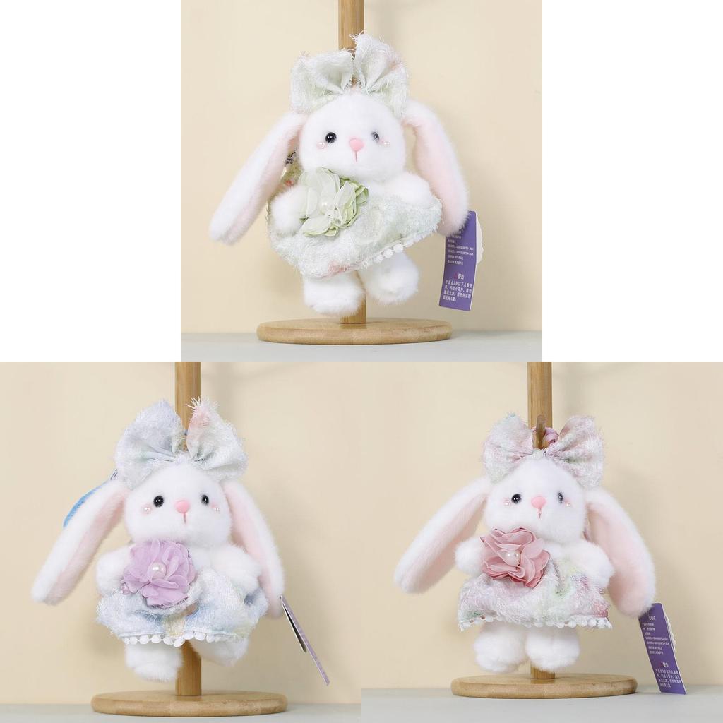 Plush Bunny Keychain With Floral Design For Bags And Gifts