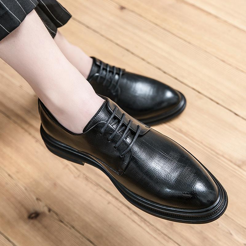 Foreign trade 2025 black leather shoes men's new business dress small leather shoes casual men's British style Korean version