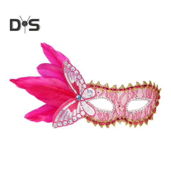 

Маскарадная маска для женщин, венецианская маска из перьев с блестками, бабочками, аксессуар для косплея на Хэллоуин для выпускного вечера Марди Гра розы красного