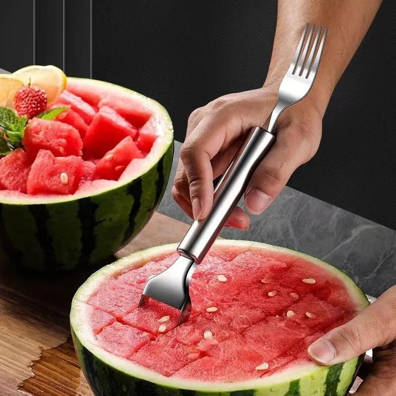Utensile per tagliare l'anguria a doppia testa, divisore per frutta in acciaio inossidabile, anguria, taglia melone, accessori per la cucina domestica