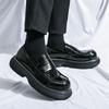 Fashion Green Loafers Men's Thick-soled Heightening British Style High-Level Business Casual Leather Shoes Slip-On Lazy Shoes