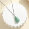 1pc Natural Stone Geometric Shape Pendant Necklace Amethyst Pink Crystal Charm Pendulum Necklace Jewelry Gifts