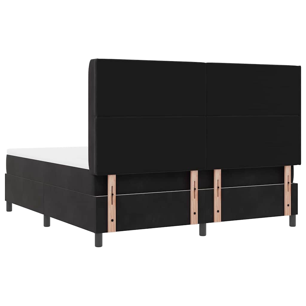 Box Spring Bed with Mattress Black 180 X 200 Cm Velvet