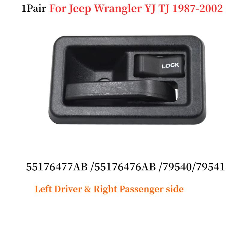Interior Door Handle for Left Driver & Right Passenger Side Door Panel For Jeep Wrangler YJ TJ 55176477AB 55176476AB 79540 79541