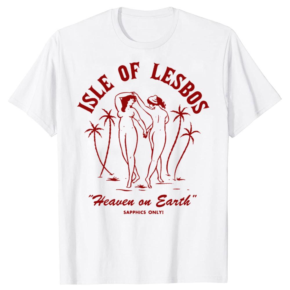 LGBT Clothes ISLE OF LESBOS Lesbian Couple Rainbow Gift for Pride Month T Shirts Gay Lovers Couples Matching T Shirt Y2k Tops